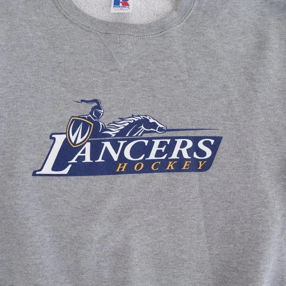 Vintage Russel Grey Lancers Hockey Crewneck Sweater Med - Picture 9 of 12